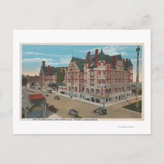 Mt. Rainier, WA - Uitzicht van het Tacoma Hotel & Briefkaart (Voorkant)