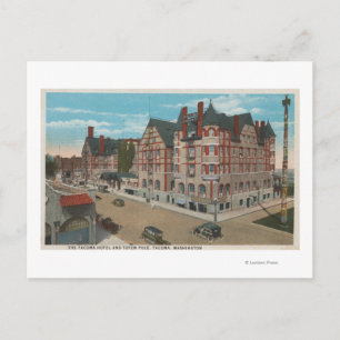 Mt. Rainier, WA - Uitzicht van het Tacoma Hotel & Briefkaart