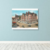 Mt. Rainier, WA - Uitzicht van het Tacoma Hotel & Canvas Afdruk (Insitu (Houten vloer))