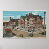 Mt. Rainier, WA - View of the Tacoma Hotel & Poster (Voorkant)