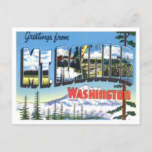 Mt. Rainier, Washington  Big Letters Briefkaart