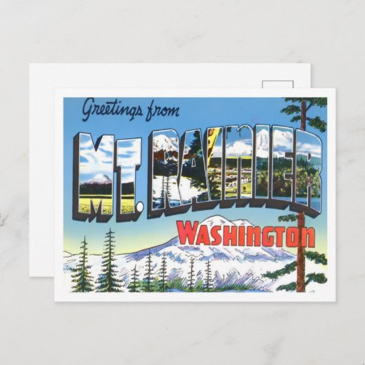 Mt. Rainier, Washington  Big Letters Briefkaart (Voorkant / Achterkant)