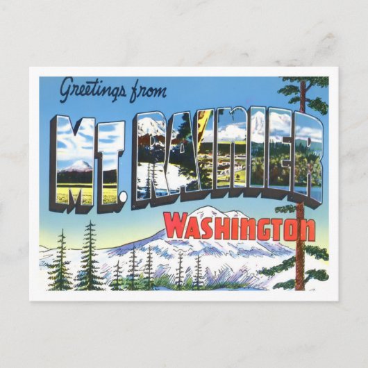 Mt. Rainier, Washington Big Letters Briefkaart (Voorkant)