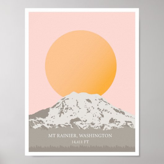 Mt Rainier Washington Minimal Print (Voorkant)
