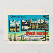 Mt Rainier Washington Retro Ansichtkaart Briefkaart (Voorkant / Achterkant)
