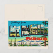 Mt Rainier Washington Retro Briefkaart (Voorkant / Achterkant)