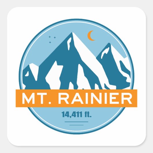 Mt. Rainier Washington sterren Maan Vierkante Sticker (Voorkant)