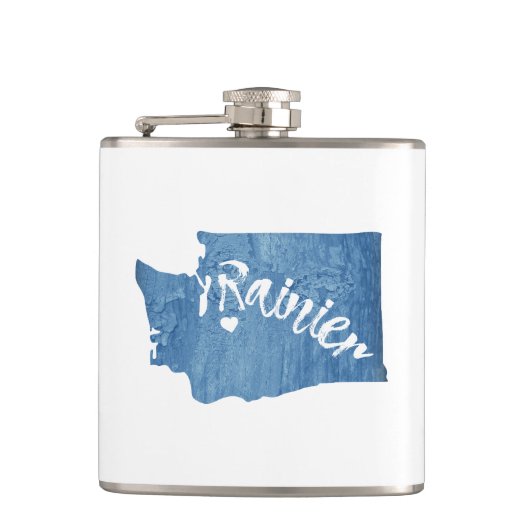 Mt. Rainier Washington Wood Grain Heupfles (Voorkant)