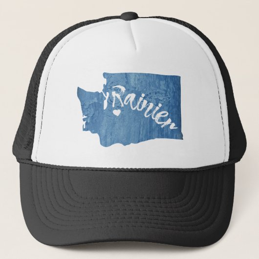 Mt. Rainier Washington Wood Grain Trucker Pet (Voorkant)
