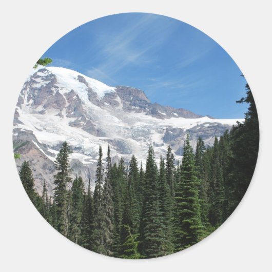 Mt Ranier Washington State van Julie L. Cleveland Ronde Sticker (Voorkant)
