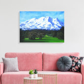 MT RUAPEHU, NZ, Snowy Mountain Pastures Canvas Afdruk (Insitu (Woonkamer))