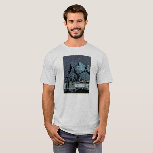 Mt Rushmore op Night Tee Shirt (Voorkant volledig)