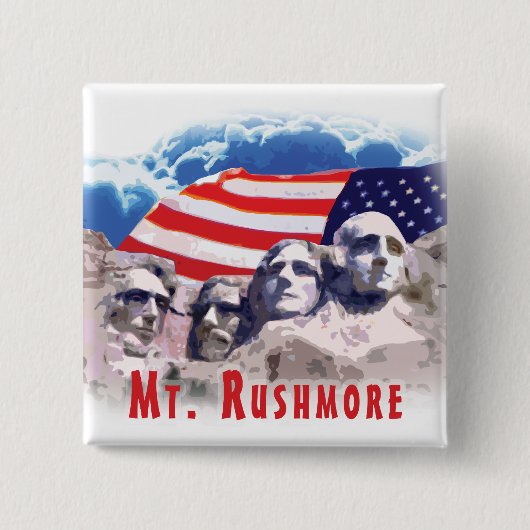 Mt. Rushmore Vierkante Button 5,1 Cm (Voorkant)