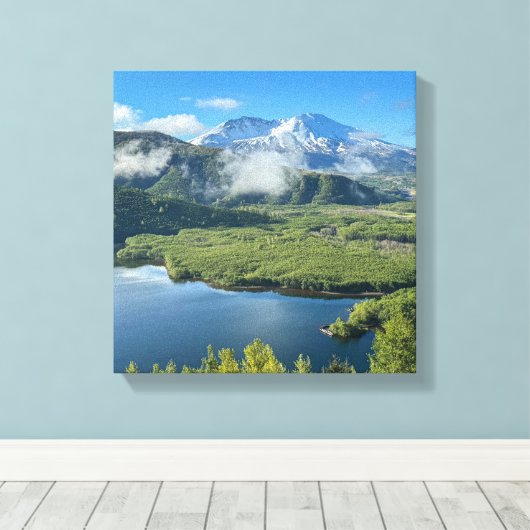 Mt. Saint Helens 10 x 10 gewikkeld doek Canvas Afdruk (Insitu (Houten vloer))