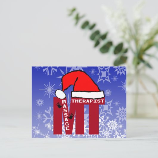 MT SANTA - MASSAGE THERAPIST CHRISTMAS SANTA FEESTDAGENKAART (Staand voorkant)