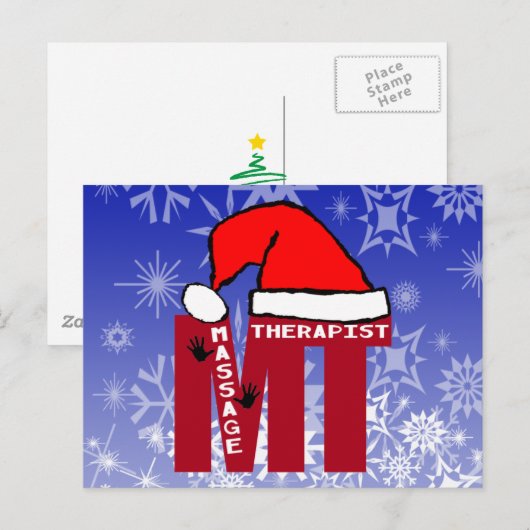 MT SANTA - MASSAGE THERAPIST CHRISTMAS SANTA FEESTDAGENKAART (Voorkant / Achterkant)