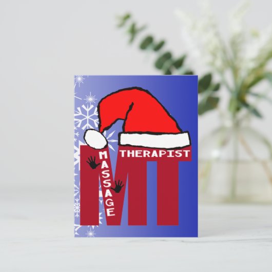 MT SANTA - MASSAGE THERAPIST CHRISTMAS SANTA FEESTDAGENKAART (Staand voorkant)