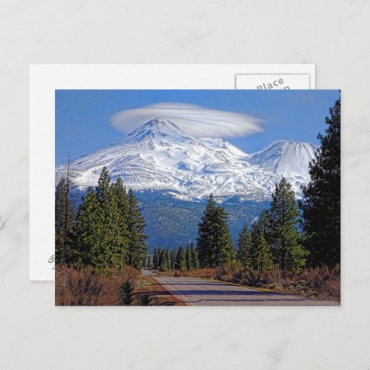 MT SHAST MET LENTICULAIR BRIEFKAART (Voorkant / Achterkant)