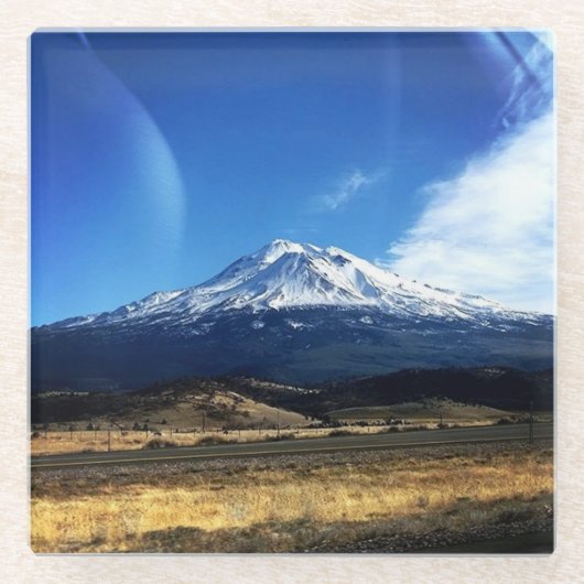 Mt. Shasta, CA Glazen Onderzetter (Voorkant)