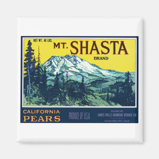 mt Shasta California Pars Label Magneet (Voorkant)