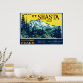 mt Shasta California Pars Label Poster (Keuken)
