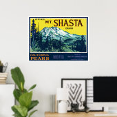 mt Shasta California Pars Label Poster (Thuiskantoor)