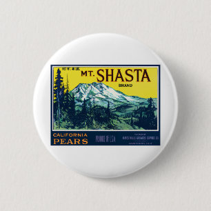  mt Shasta California Pars Label Ronde Button 5,7 Cm
