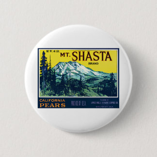 mt Shasta California Pars Label Ronde Button 5,7 Cm