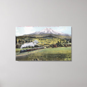 Mt. Shasta en Southern Pacific Rail Canvas Afdruk