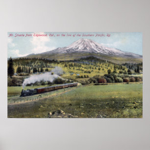 Mt. Shasta en Southern Pacific Rail Poster