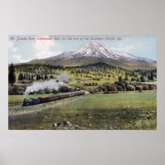 Mt. Shasta en Southern Pacific Rail Poster (Voorkant)