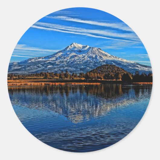 MT SHASTA REFLECTED RONDE STICKER (Voorkant)