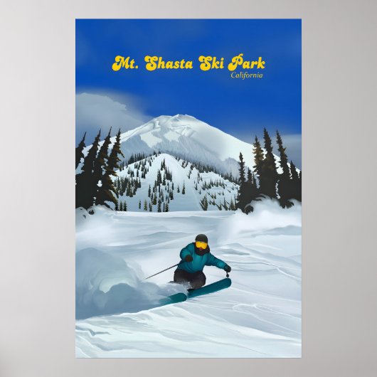 Mt Shasta Ski Park Skigebied Reisposter Poster (Voorkant)