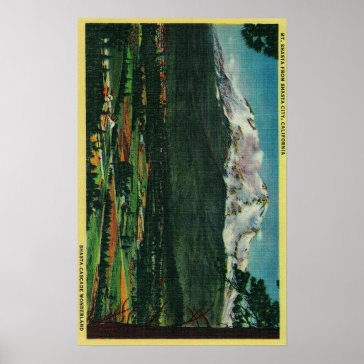 Mt. Shasta Uitzicht uit Shasta CityShasta, CA Poster (Voorkant)