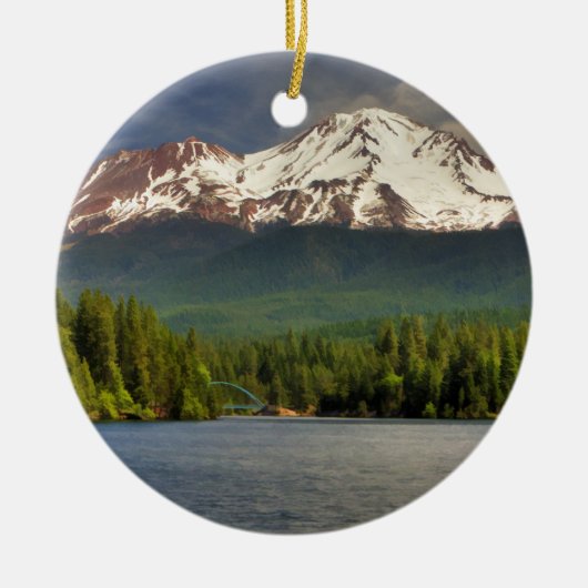 MT SHASTA VAN LAKE SISKIJE KERAMISCH ORNAMENT (Voorkant)