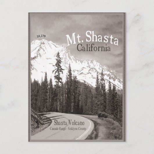 Mt Shasta Volcano Siskiyou Cascade mountaingeband. Briefkaart (Voorkant)