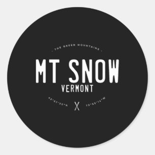 Mt. Snow Vermont Grafisch Gedecoreerd Vintage Ski Ronde Sticker