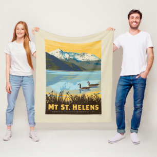 Mt St. Helens Washington Fleece Deken