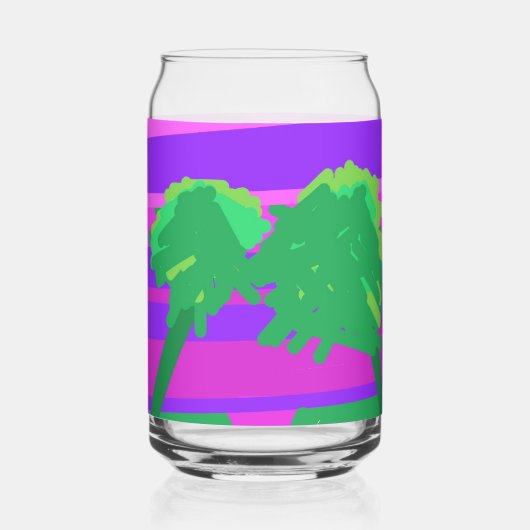 Mt. Sunset Roze Groen Paars Drinkservies Set Blikvorm Glas (Voorkant)