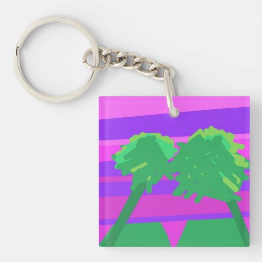 Mt. Sunset Roze Groen Paarse Sleutelhanger (Voorkant)