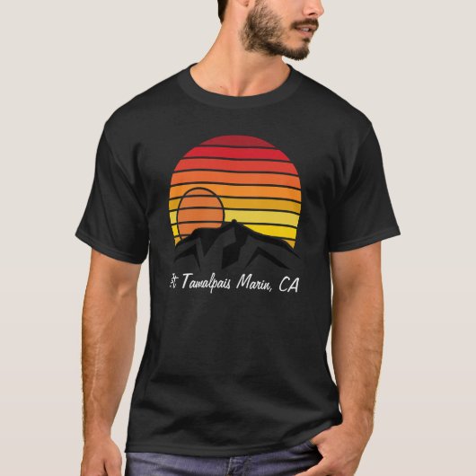 Mt Tamalpais Marin CA Retro Sunset T-shirt (Voorkant)