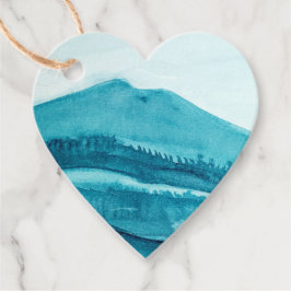 Mt Tamalpais Turquoise Waterverf Bedankjes Labels