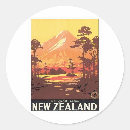  MT.Taranaki MT.Egmont Nieuw-Zeeland Ronde Sticker (Voorkant)