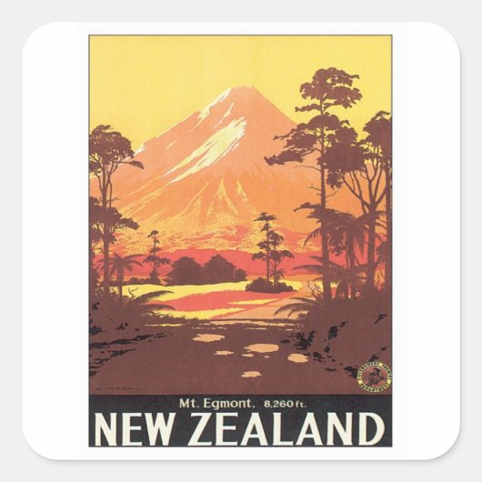  MT.Taranaki MT.Egmont Nieuw-Zeeland Vierkante Sticker (Voorkant)