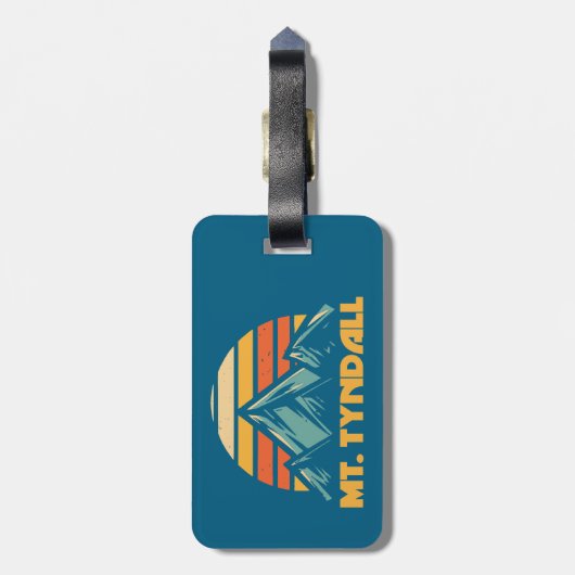 Mt. Tyndall California Retro Turquoise Bagagelabel (Achterkant verticaal)