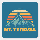 Mt. Tyndall California Retro Turquoise Vierkante Sticker (Voorkant)