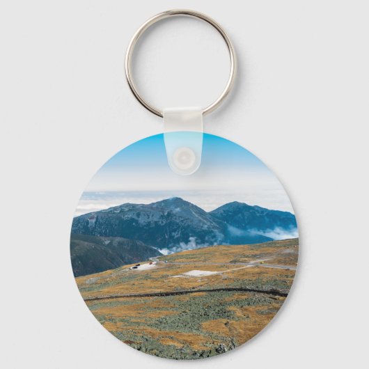 Mt. Uitzicht van Washington van de Top Button Sleu Sleutelhanger (Voorkant)