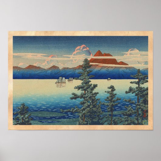 Mt Unzen in de provincie Hizen, Hasui Kawase hanga Poster (Voorkant)