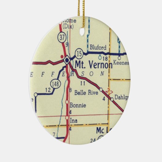 Mt. Vernon IL  kaart Keramisch Ornament (Rechts)