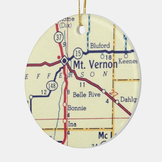 Mt. Vernon IL  kaart Keramisch Ornament (Links)